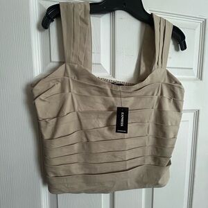 Express Women's Beige Pleated Crop Top